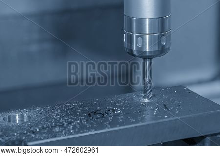 The Cnc Milling Machine Bore Cutting Metal Part By Solid Ball End Mill Tool. The Mold Parts Cutting 