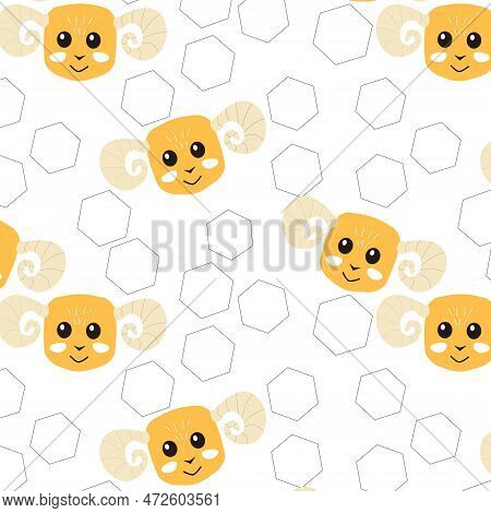 Seample Sheep Pattern In A Cartoon Style