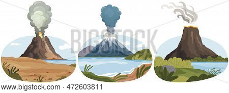 Mountains Landscape Of Flora Of Natural Area. Mountainside In Autumn Season. Outdoor Recreation Plac