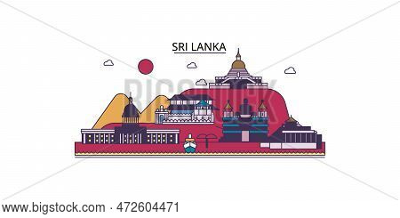 Sri Lanka Tourism Landmarks, Vector City Travel Illustration