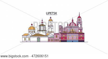 Russia, Lipetsk Tourism Landmarks, Vector City Travel Illustration