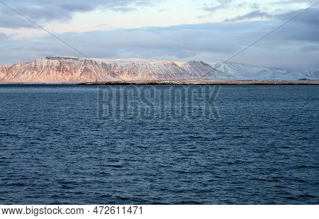 Faxafloi Harbor Reykjavik Iceland In The Middle Of December