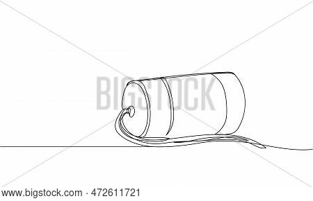Drum, Buhai One Line Art. Continuous Line Drawing Of Ukrainian Folk Percussion Instrument, Drum, Kit