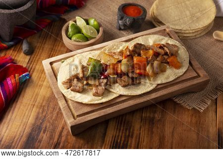 Alambre De Res. Very Popular Recipe In Mexico, The Main Ingredients Are Pieces Of Meat, Onion, Bacon
