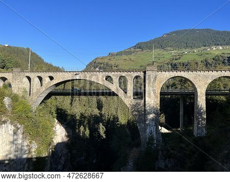 The Solis Viaduct Of The Rhaetian Railway Or Soliser Viadukt (solisbrücke Oder Solisbruecke) - Canto