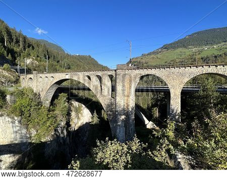 The Solis Viaduct Of The Rhaetian Railway Or Soliser Viadukt (solisbrücke Oder Solisbruecke) - Canto