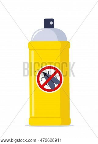 Repellent Spray In The Yellow Bottle. Protection From The Moth And Other Insect. Aerosol For Bug Bit