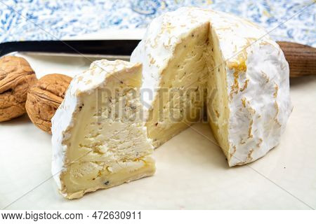 Cheese Collection, Soft Cow French Cheese With Mold Gaperon Artisanal Lavored With Cracked Peppercor