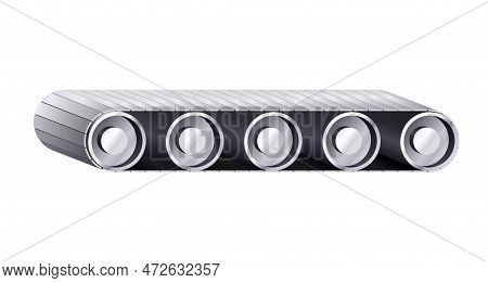 Industrial Transport Rollers Belt Conveyor Vector Illustration Isolated On A White Background