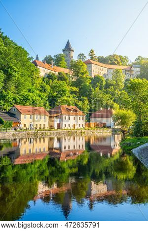 Jakobinka Tower - A Remnant Of The Extinct Upper Rozmberk Castle. Morning View From The Vltava River