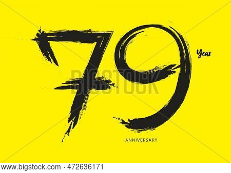 79 Year Anniversary Celebration Logotype On Yellow Background, 79 Number Design, 79th Birthday Invit