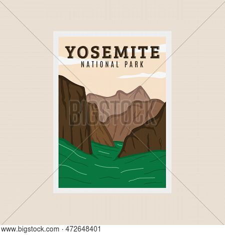 Yosemite National Park Print Poster Vintage Vector Symbol Illustration Design