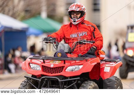 Laredo, Texas, Usa - February 19, 2022: The Anheuser-busch Washington's Birthday Parade, Member Of T
