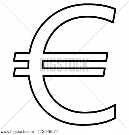 European Union Euro Eur Currency Sign Outline Front View Isolated On White Background. Currency By T