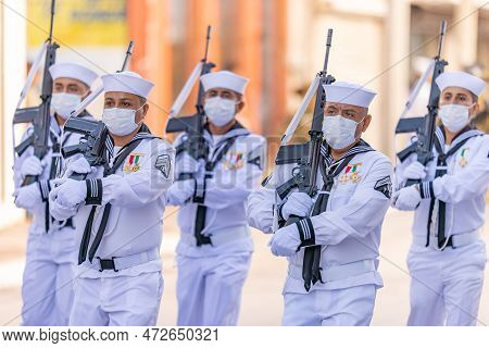 Matamoros, Tamaulipas, Mexico - September 16, 2022: Desfile 16 De Septiembre, Members Of The Mexican