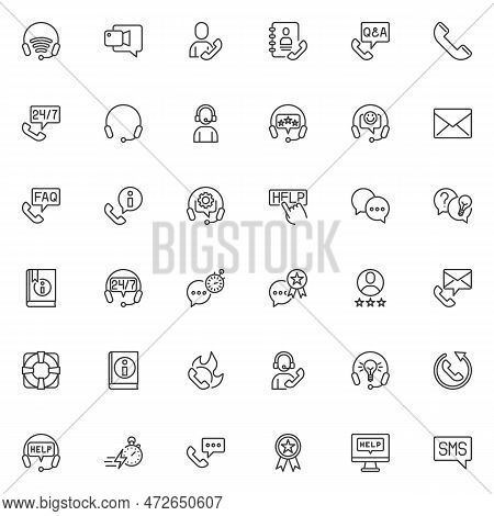 Technical Support Line Icons Set. Personal Assistant Linear Style Symbols Collection, Outline Signs 