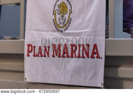 Matamoros, Tamaulipas, Mexico - September 16, 2022: Desfile 16 De Septiembre, Plan Marina, Mexican N