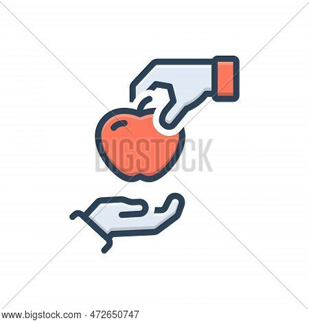 Color Illustration Icon For Take Divest Obtain Gain Pick-up Attain Collect Fruit Grab Beg