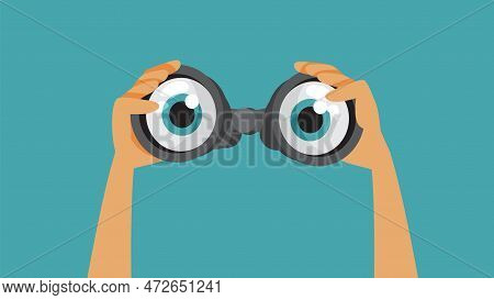 Curious Spy Eyes Checking A Binocular Funny Concept Illustration

Secret Agent Checking And Surveill