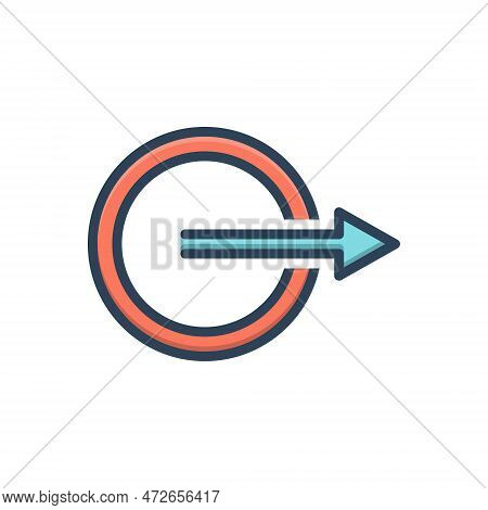 Color Illustration Icon For Outer External Exterior Outside Extraneous Outermost Outward