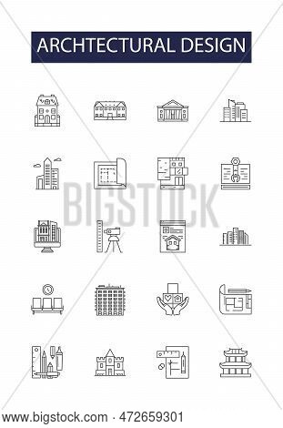Archtectural Design Line Vector Icons And Signs. Architecture, Building, Modern, Illustration, Decor