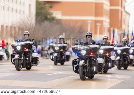Laredo, Texas, Usa - February 19, 2022: The Anheuser-busch Washington's Birthday Parade, Members Of 