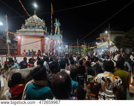 Closeup Of Beautiful Pongal Festival Bulls Decoration And Jumping In The Fire, Its South Indian Trad