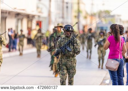 Matamoros, Tamaulipas, Mexico - September 16, 2022: Desfile 16 De Septiembre, Member Of The Mexican 
