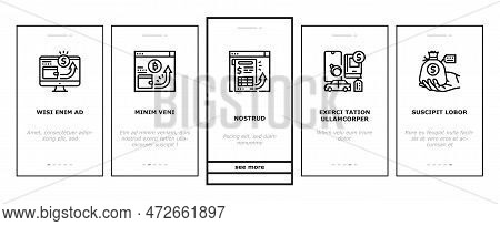 Payment Bank Money Finance Card Onboarding Mobile Vector. Business Online, Credit Mobile, Pay Buy, C
