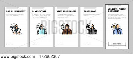 Engineer Technology Work Man Onboarding Mobile Vector. Engineering Worker, Mechanical Industry, Gear