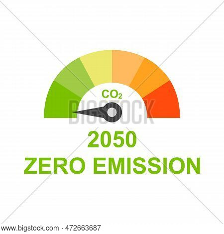 Zero Emission Co2 Speedometer Icon. Vector Illustration