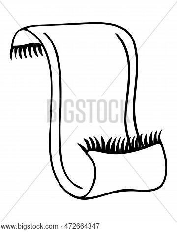 Rug In Doodle Style. Carpet In A Curved Position. Sketch. Floor Covering. Roll Down Floor Mat With F