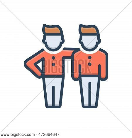 Color Illustration Icon For Buddy Friend Fellow Chum Comrade Relation Trust Together Colleague