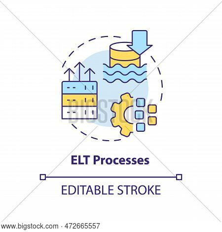 Elt Processes Concept Icon. Extract, Load And Transform. Data Lake Architecture Abstract Idea Thin L