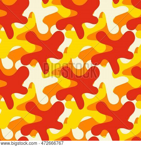 Abstract Seamless Pattern With Various Elements In The Form Of Paint Blots. Chaotic Vector Texture W