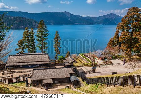 Hakone, Japan - March 15: View Of Hakone Barrier And Lake Ashi From Above, In Kanagawa Prefecture Ma