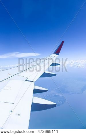 Sky And Wing Of The Plane ,plane Wing