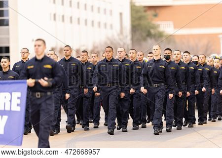 Laredo, Texas, Usa - February 19, 2022: The Anheuser-busch Washington's Birthday Parade, Members Of 