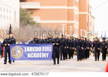 Laredo, Texas, Usa - February 19, 2022: The Anheuser-busch Washington's Birthday Parade, Members Of 