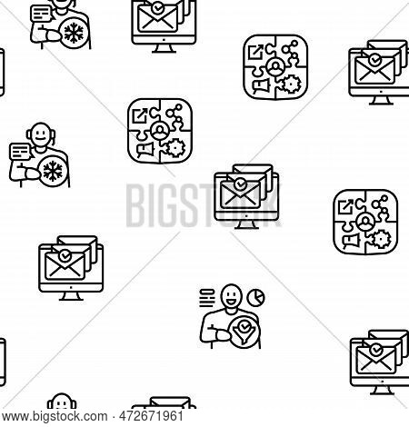 Lead Marketing Generation Vector Seamless Pattern Thin Line Illustration