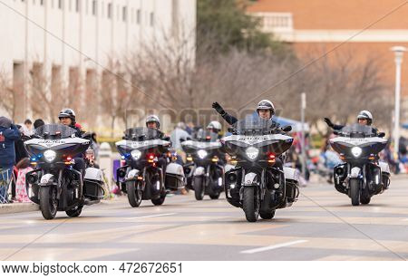 Laredo, Texas, Usa - February 19, 2022: The Anheuser-busch Washington's Birthday Parade, Members Of 