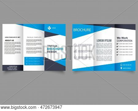 Blue Trifold Brochure Brochure Template. Corporate Brochure, Trifold Template Design
