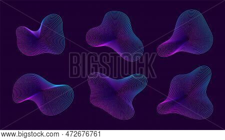 Dynamic Amorphous Shapes, Abstract Fluid Forms With Gradient, Liquid Shape Made Of Lines With Blend 