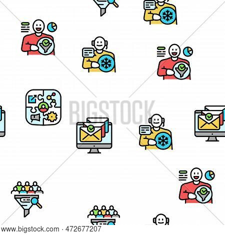 Lead Marketing Generation Vector Seamless Pattern Thin Line Illustration