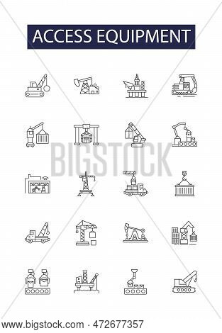 Access Equipment Line Vector Icons And Signs. Access, Technology, Business, Safety, Hand, Control, S