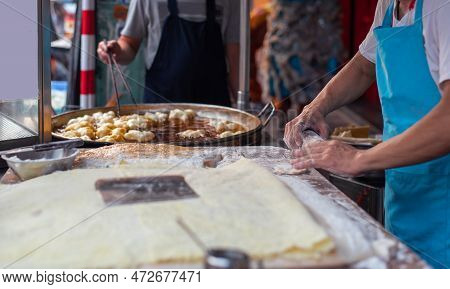 Chinese Donut Or Chinese Bread Stick.white Sugar Sponge Cake,oil-fried Pastry,
