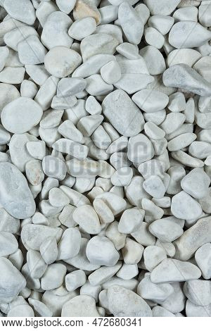 Closeup Image Of Background Made Of Pile Of Colorful White Crushed Stones
