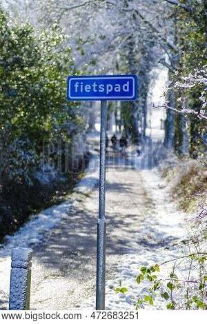 Snowy Bicycle Path (fietspad In Dutch Language)