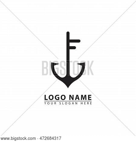 Ship Anchor And Key Vector Logo Icon. V