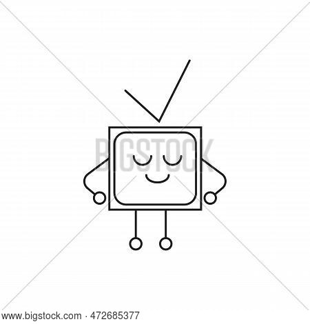 Television Expression Happy Logo Icon Vector. Abstract Vector Graphics Simple Elegant Flat Illustrat